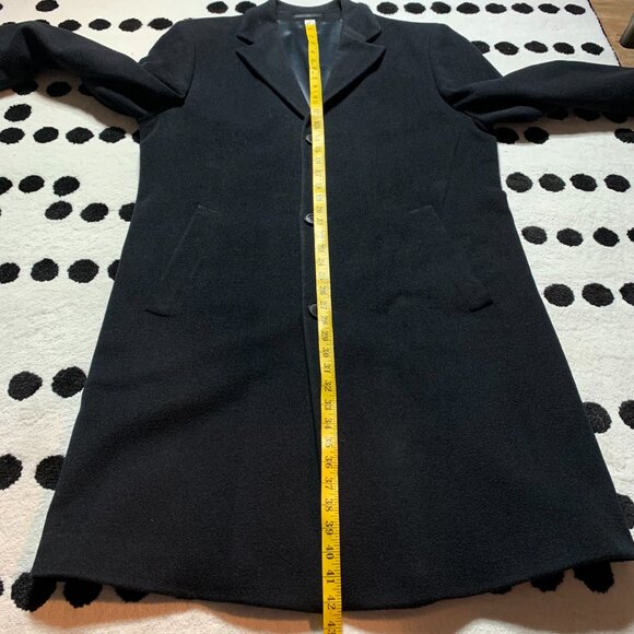 Hugo Boss Wool Trench Coat Large Black Preppy Old Money Corpcore 90s Overcoat - Picture 14 of 16